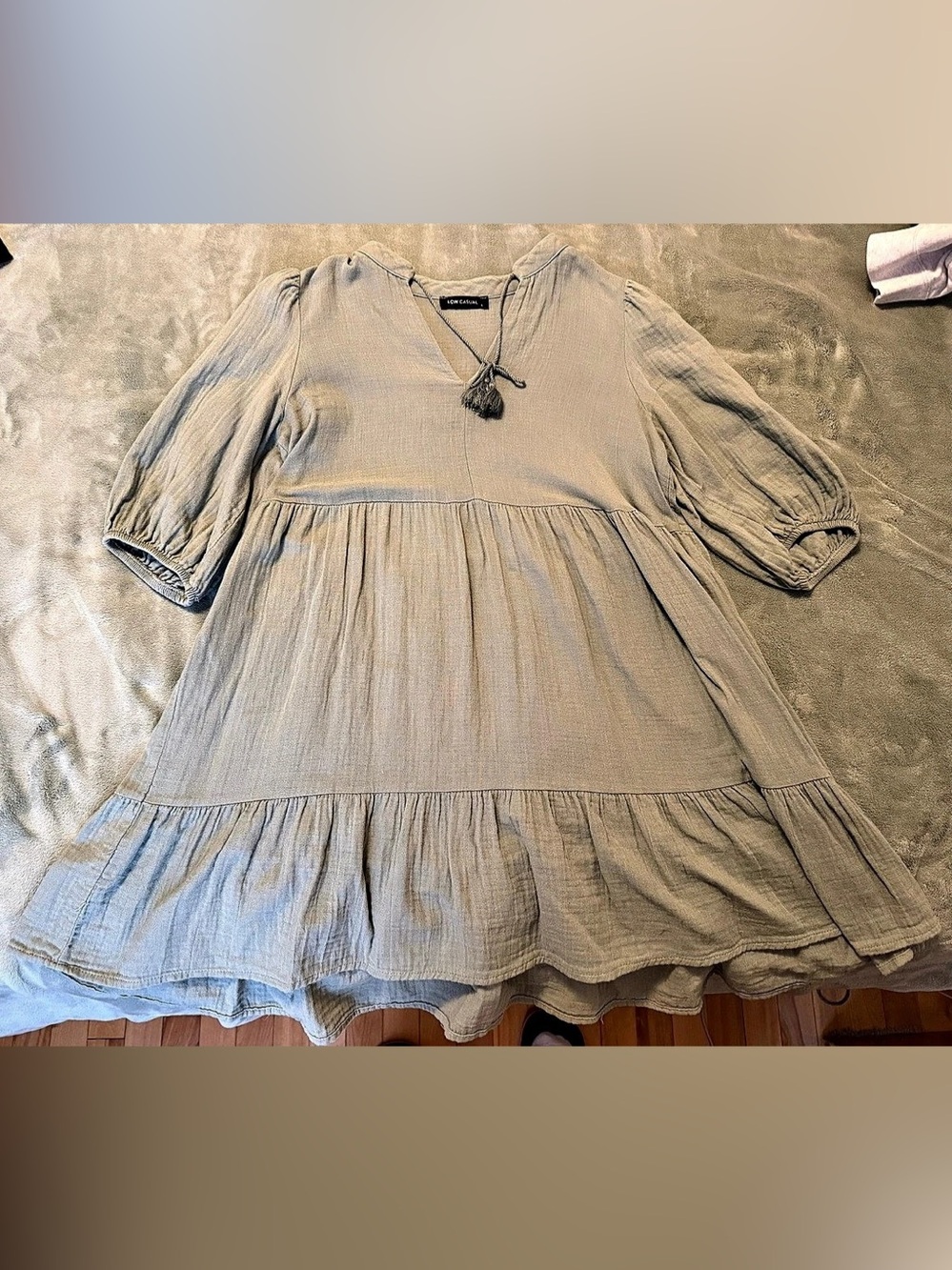 LC Waikiki Long Sleeve Midi Dress in Green Size Large Like New